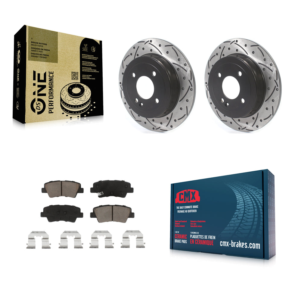 Rear Coated Drilled Slotted Disc Brake Rotors And Ceramic Pads Kit For Hyundai Accent Kia Rio KDC-100763