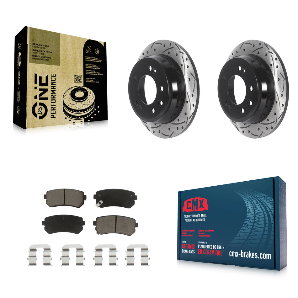 Rear Coated Drilled Slotted Disc Brake Rotors And Ceramic Pads Kit For Hyundai Elantra Tucson Kia Sportage KDC-100764