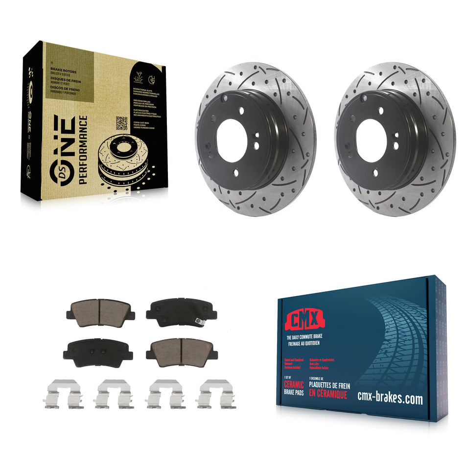 Rear Coated Drilled Slotted Disc Brake Rotors And Ceramic Pads Kit For Hyundai Sonata Kia Optima Azera KDC-100765