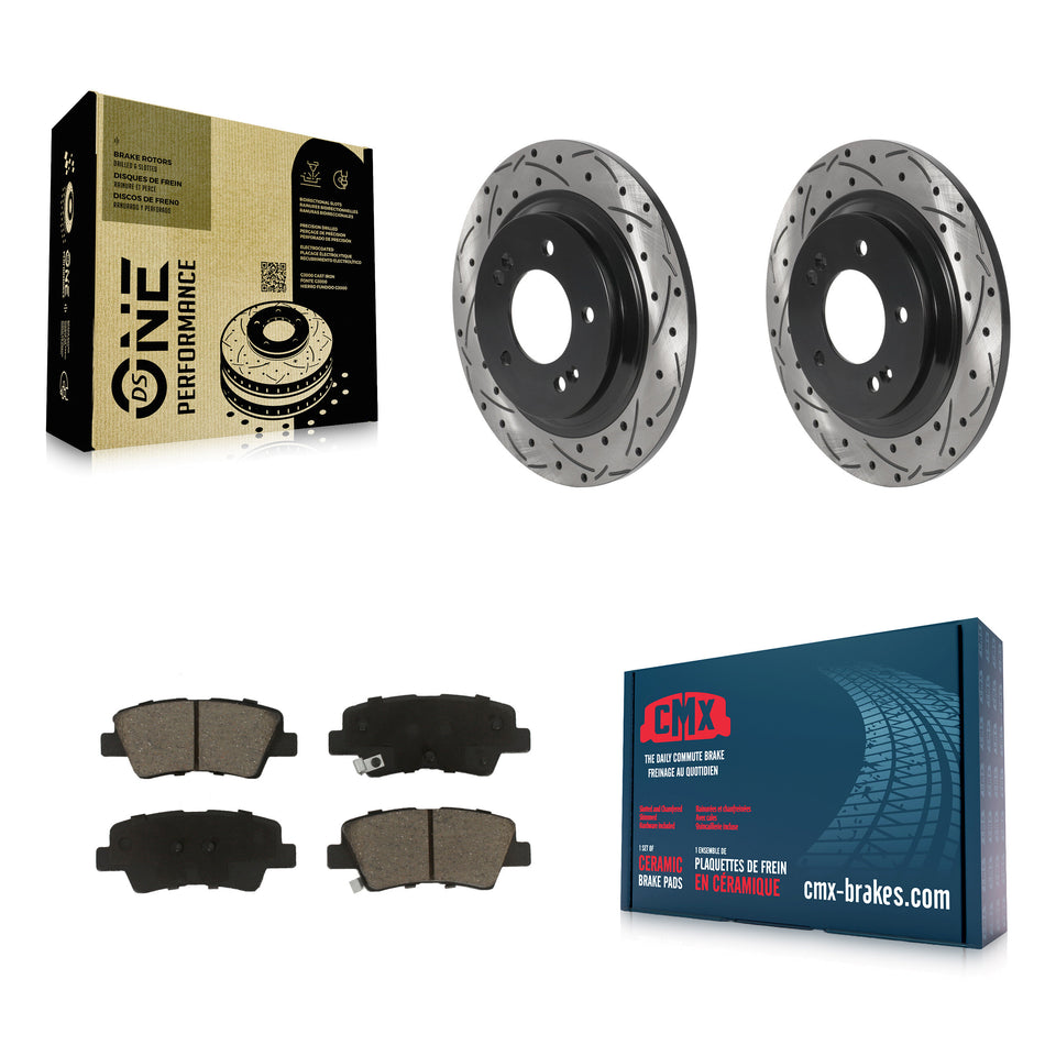 Rear Coated Drilled Slotted Disc Brake Rotors And Ceramic Pads Kit For Hyundai Sonata Kia Optima Elantra GT Soul EV Forte Forte5 KDC-100766