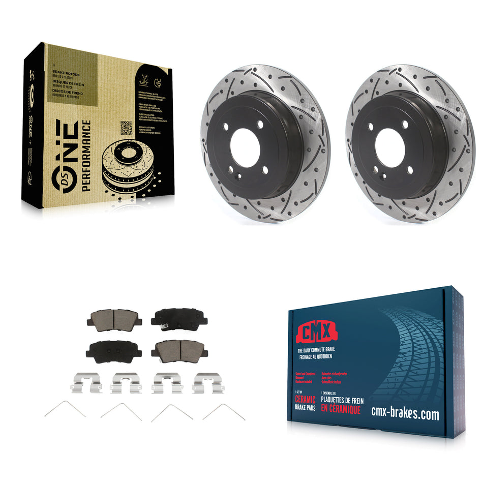Rear Coated Drilled Slotted Disc Brake Rotors And Ceramic Pads Kit For Hyundai Accent Kia Rio KDC-100767