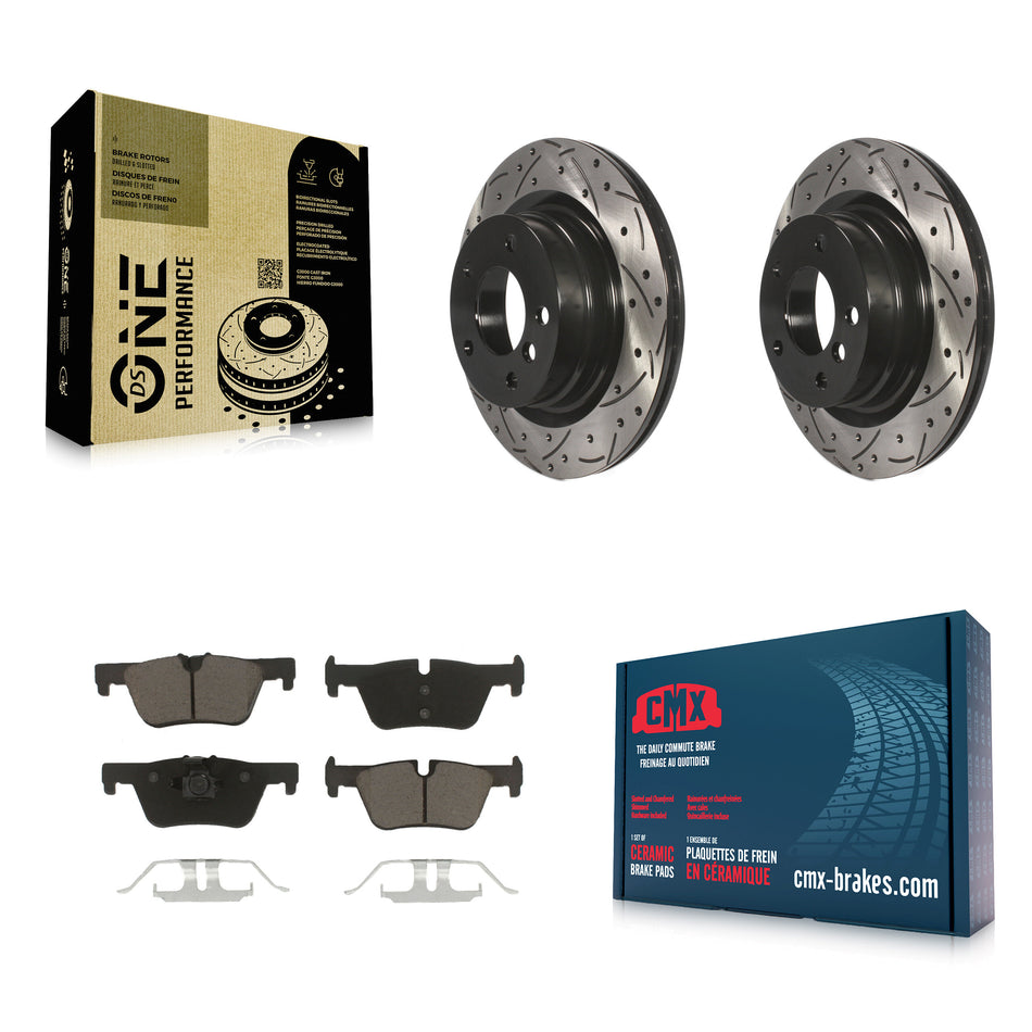 Rear Coated Drilled Slotted Disc Brake Rotors And Ceramic Pads Kit For BMW 328i 320i 428i 228i 230i 328d xDrive KDC-100770