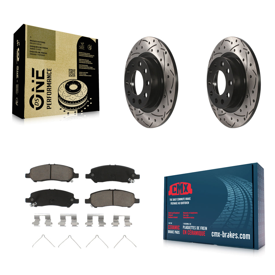 Rear Coated Drilled Slotted Disc Brake Rotors And Ceramic Pads Kit For 2013-2016 Dodge Dart KDC-100772