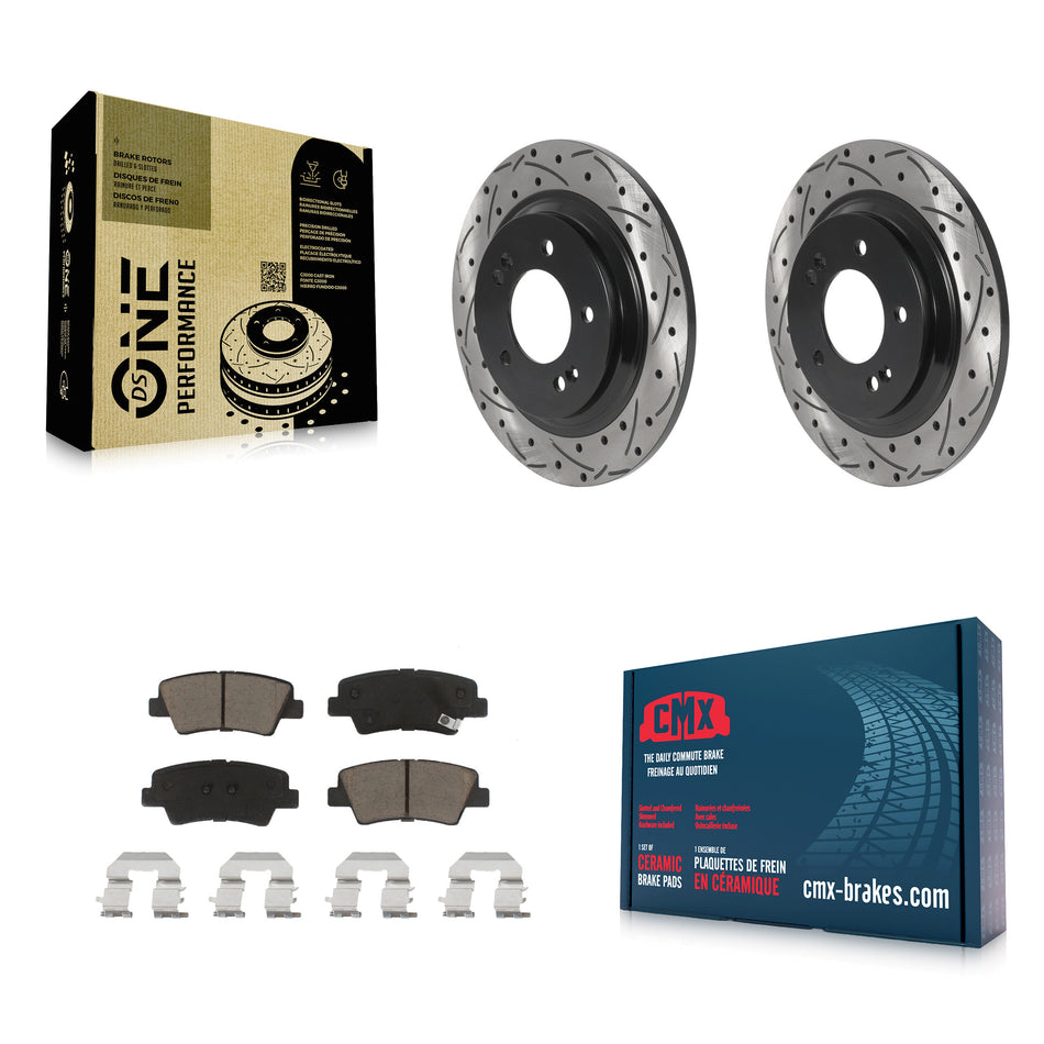 Rear Coated Drilled Slotted Disc Brake Rotors And Ceramic Pads Kit For Hyundai Sonata Azera KDC-100774