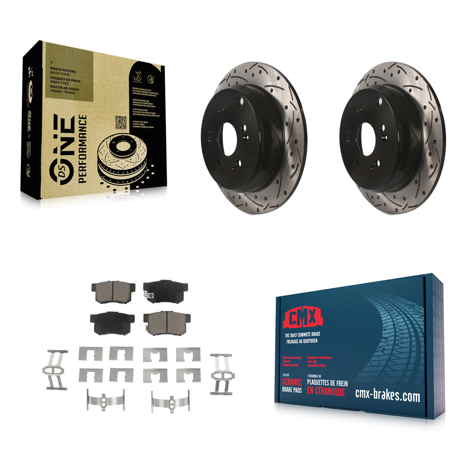 Rear Coated Drilled Slotted Disc Brake Rotors And Ceramic Pads Kit For Acura RDX KDC-100780