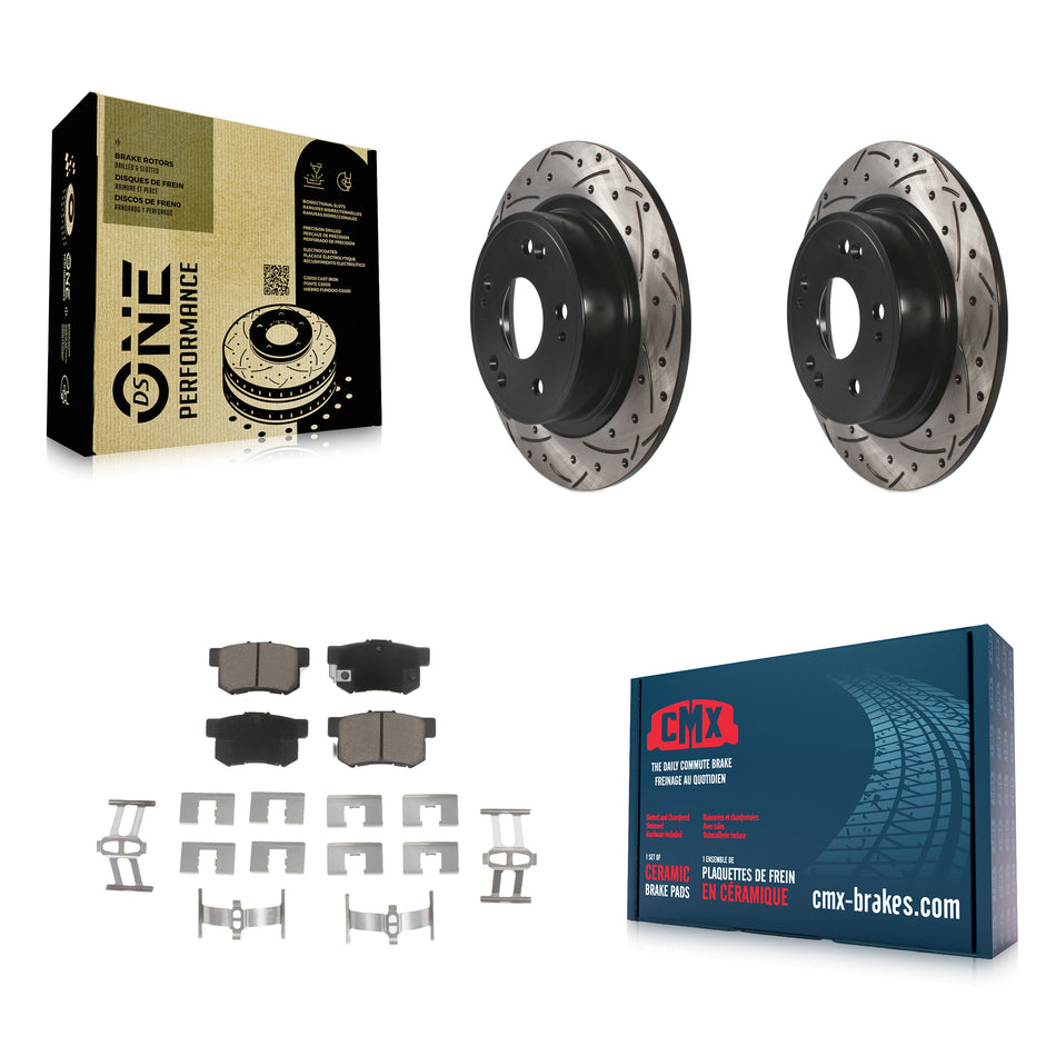 Rear Coated Drilled Slotted Disc Brake Rotors And Ceramic Pads Kit For Honda Accord Acura ILX KDC-100783