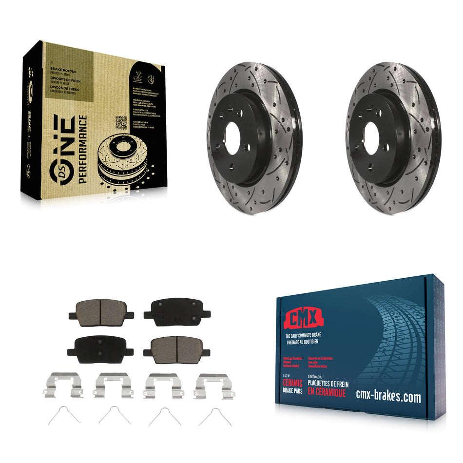 Rear Coated Drilled Slotted Disc Brake Rotors And Ceramic Pads Kit For Chevrolet Camaro Cadillac CT6 KDC-100786