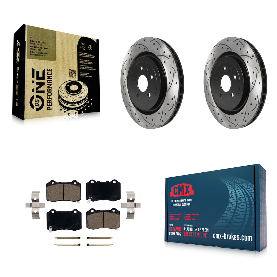 Rear Coated Drilled Slotted Disc Brake Rotors And Ceramic Pads Kit For Chevrolet Camaro Cadillac CTS KDC-100787