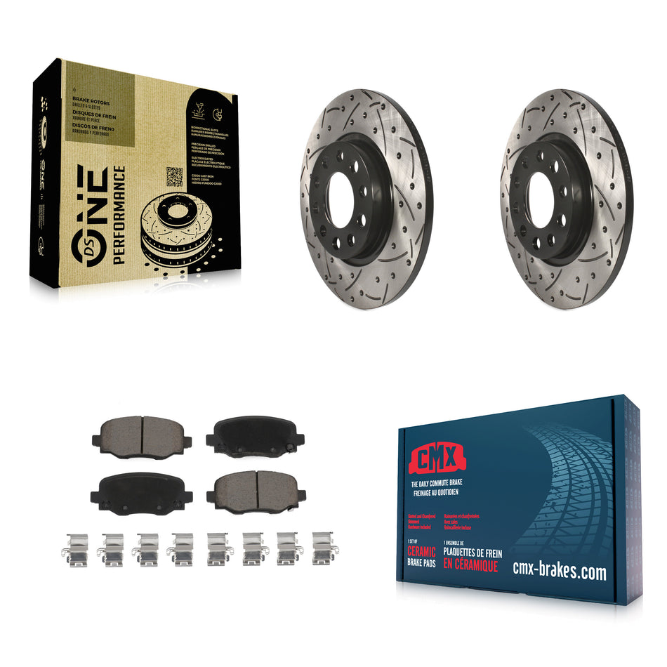 Rear Coated Drilled Slotted Disc Brake Rotors And Ceramic Pads Kit For Jeep Cherokee Chrysler 200 KDC-100788
