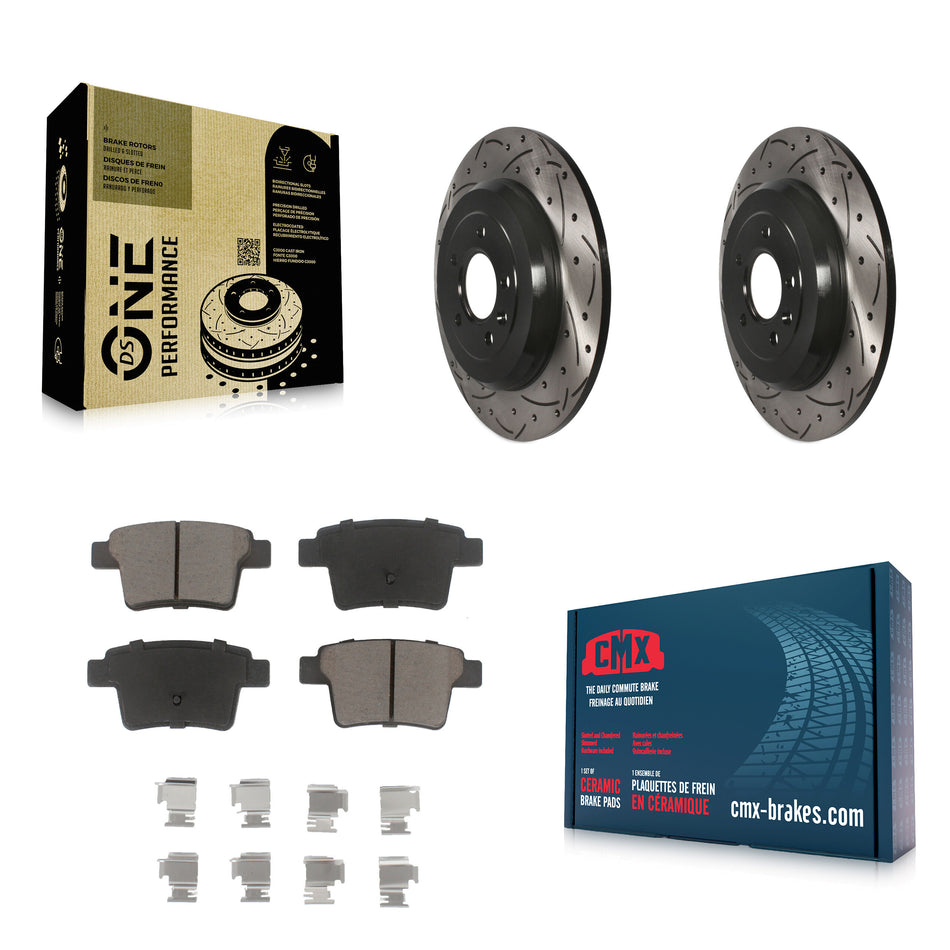 Rear Coated Drilled Slotted Disc Brake Rotors And Ceramic Pads Kit For Ford Five Hundred Freestyle Taurus Mercury Montego X Sable KDC-100791