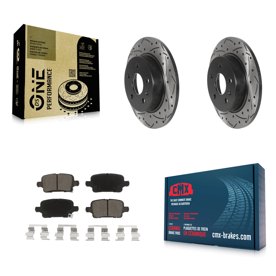 Rear Coated Drilled Slotted Disc Brake Rotors And Ceramic Pads Kit For Chevrolet Cruze Volt Bolt EV EUV KDC-100792