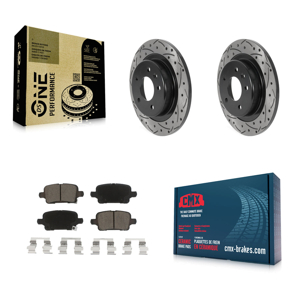 Rear Coated Drilled Slotted Disc Brake Rotors And Ceramic Pads Kit For Chevrolet Equinox Malibu GMC Terrain Buick LaCrosse Regal TourX KDC-100793