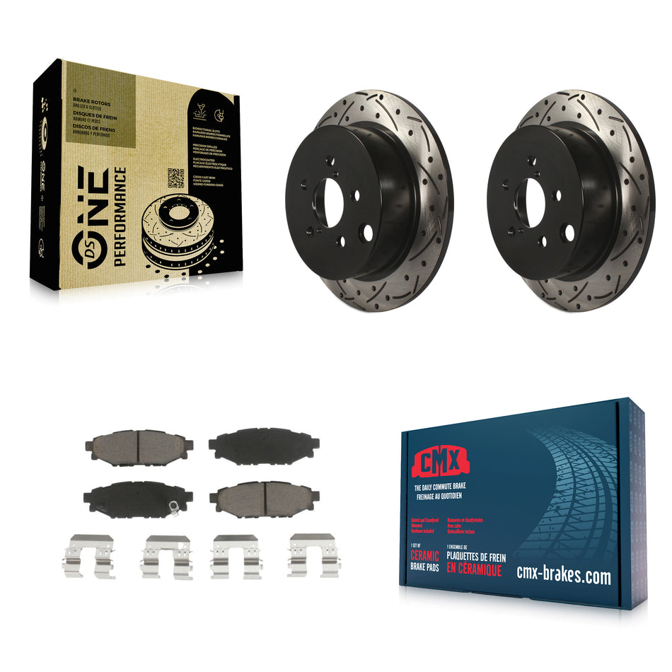 Rear Coated Drilled Slotted Disc Brake Rotors And Ceramic Pads Kit For Subaru Forester Impreza Crosstrek XV KDC-100796