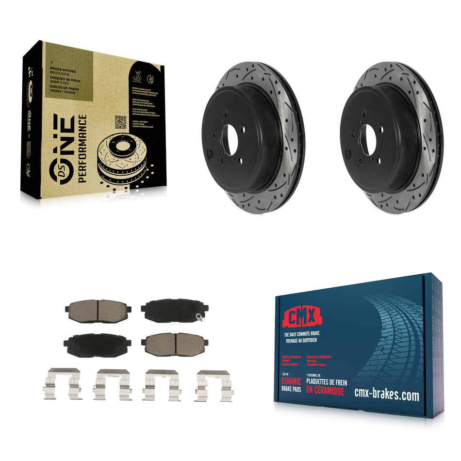 Rear Coated Drilled Slotted Disc Brake Rotors And Ceramic Pads Kit For Subaru Outback Legacy Scion FR-S BRZ Toyota 86 KDC-100799