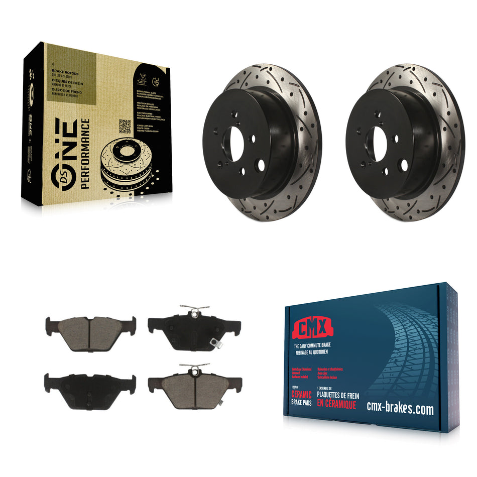 Rear Coated Drilled Slotted Disc Brake Rotors And Ceramic Pads Kit For Subaru Crosstrek KDC-100805