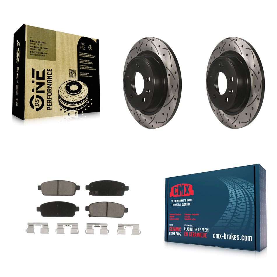 Rear Coated Drilled Slotted Disc Brake Rotors And Ceramic Pads Kit For Chevrolet Cruze Buick Verano Volt Cascada Cadillac ELR Orlando KDC-100811