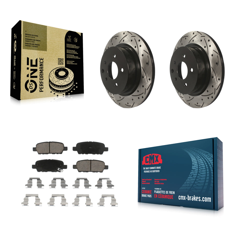 Rear Coated Drilled Slotted Disc Brake Rotors And Ceramic Pads Kit For Nissan INFINITI Maxima G37 G35 M35 370Z 350Z QX50 EX35 G25 M45 Q40 EX37 Z KDC-100812