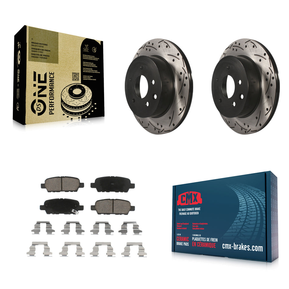 Rear Coated Drilled Slotted Disc Brake Rotors And Ceramic Pads Kit For Nissan Rogue Sport INFINITI G35 Select LEAF Juke 350Z Qashqai X-Trail KDC-100813