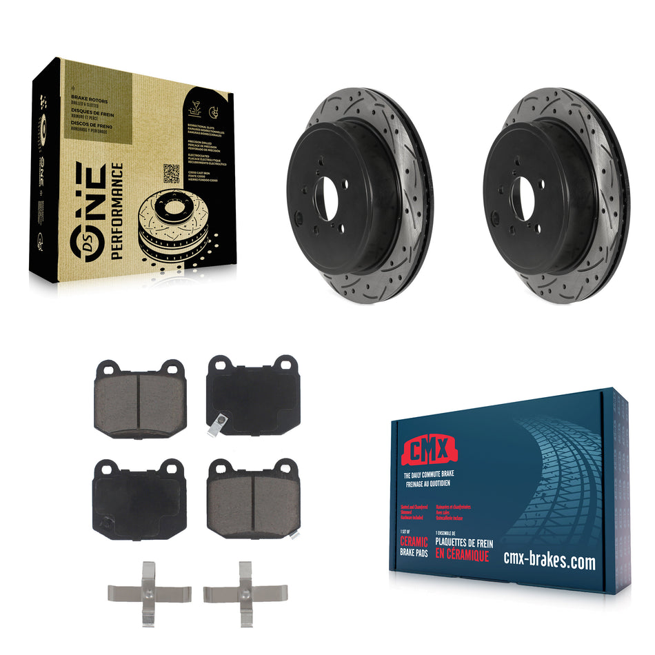 Rear Coated Drilled Slotted Disc Brake Rotors And Ceramic Pads Kit For Subaru BRZ KDC-100814