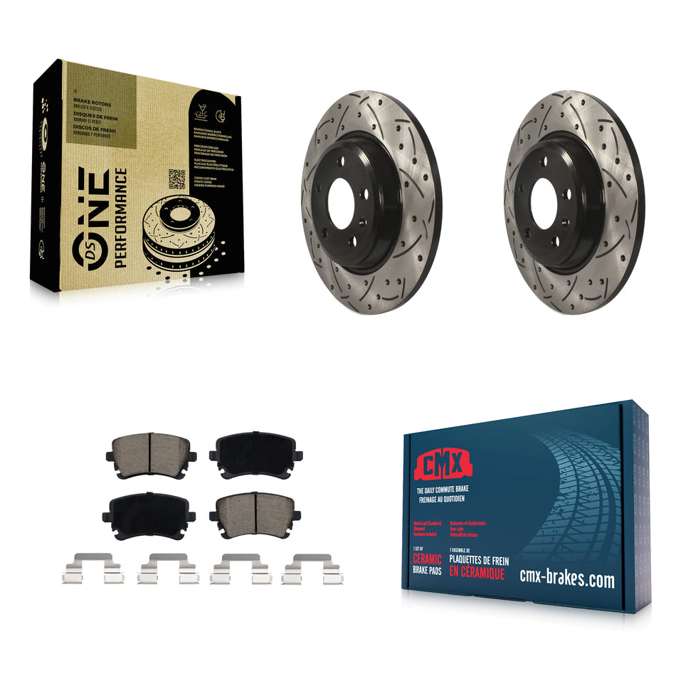 Rear Coated Drilled Slotted Disc Brake Rotors And Ceramic Pads Kit For Audi Q5 A4 allroad KDC-100815