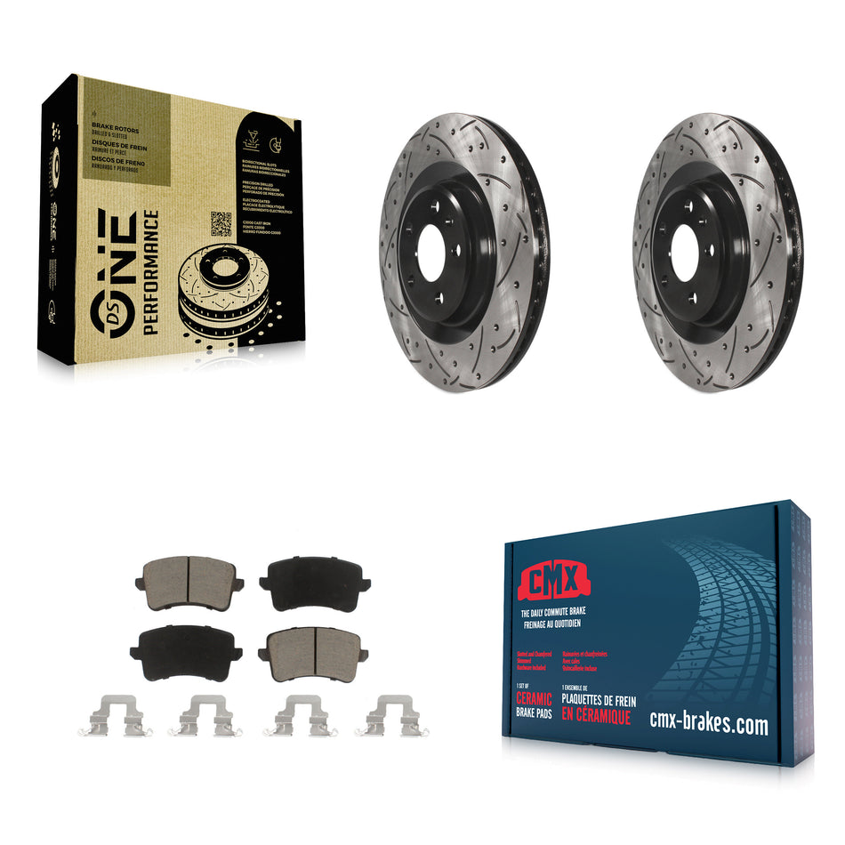 Rear Coated Drilled Slotted Disc Brake Rotors And Ceramic Pads Kit For Audi Q5 A5 SQ5 Quattro S5 A4 KDC-100816