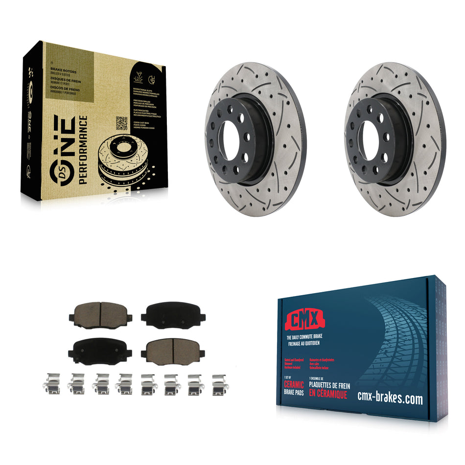 Rear Coated Drilled Slotted Disc Brake Rotors And Ceramic Pads Kit For Jeep Renegade Fiat 500X KDC-100819