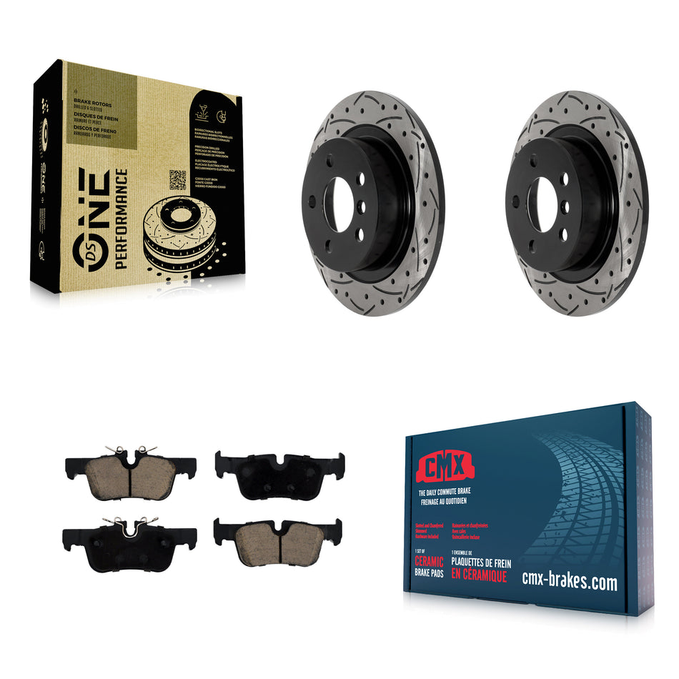 Rear Drill Slot Brake Rotor Ceramic Pad Kit For Mini Cooper Countryman Clubman BMW i3 i3s KDC-100827