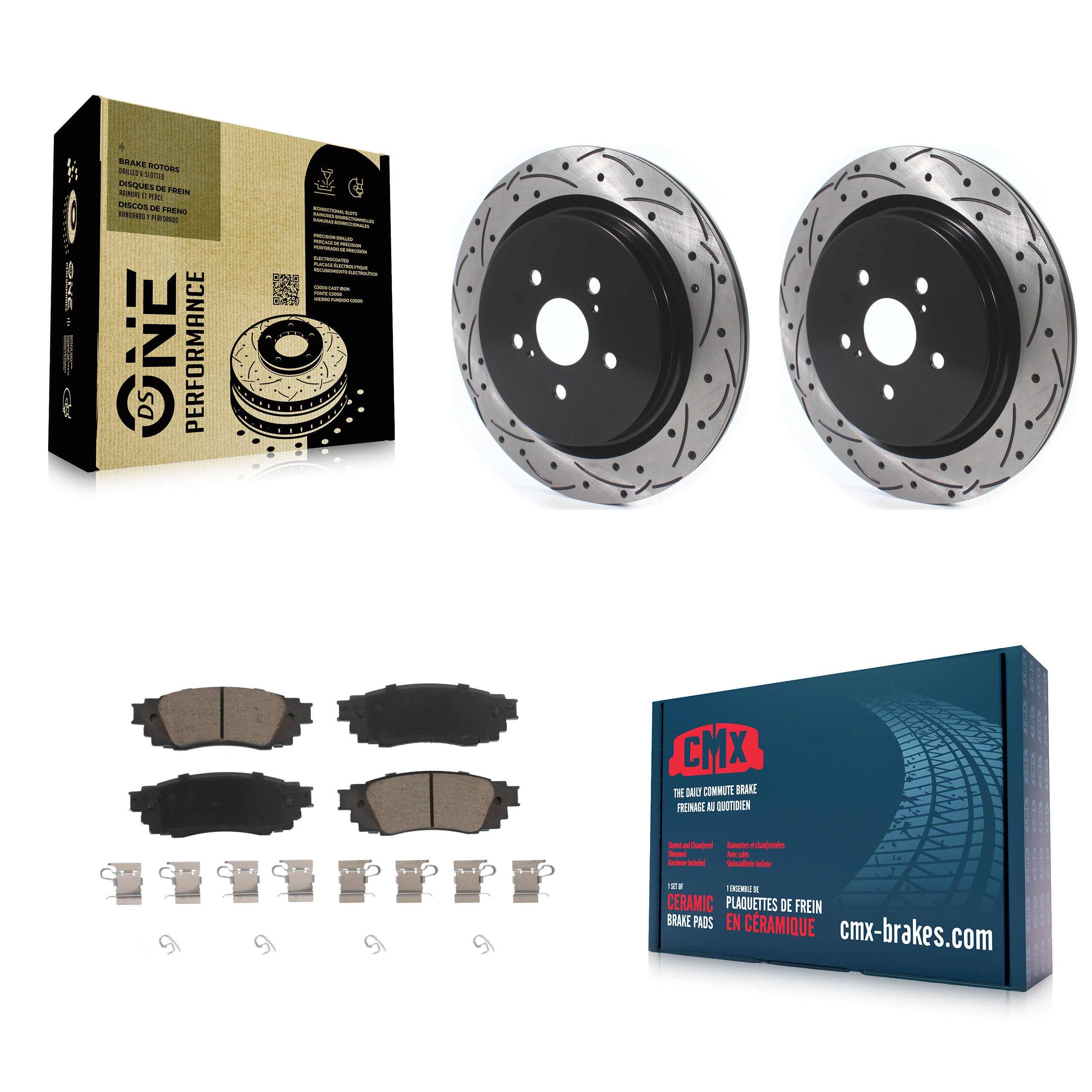 Rear Drilled Slot Disc Brake Rotors Ceramic Pad Kit For Lexus RX350 RX450h RX350L RX450hL KDC-100829