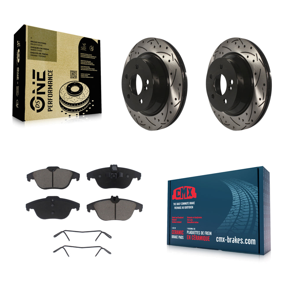 Rear Coated Drilled Slotted Disc Brake Rotors And Ceramic Pads Kit For Mercedes-Benz GLK350 E350 GLK250 KDC-100834