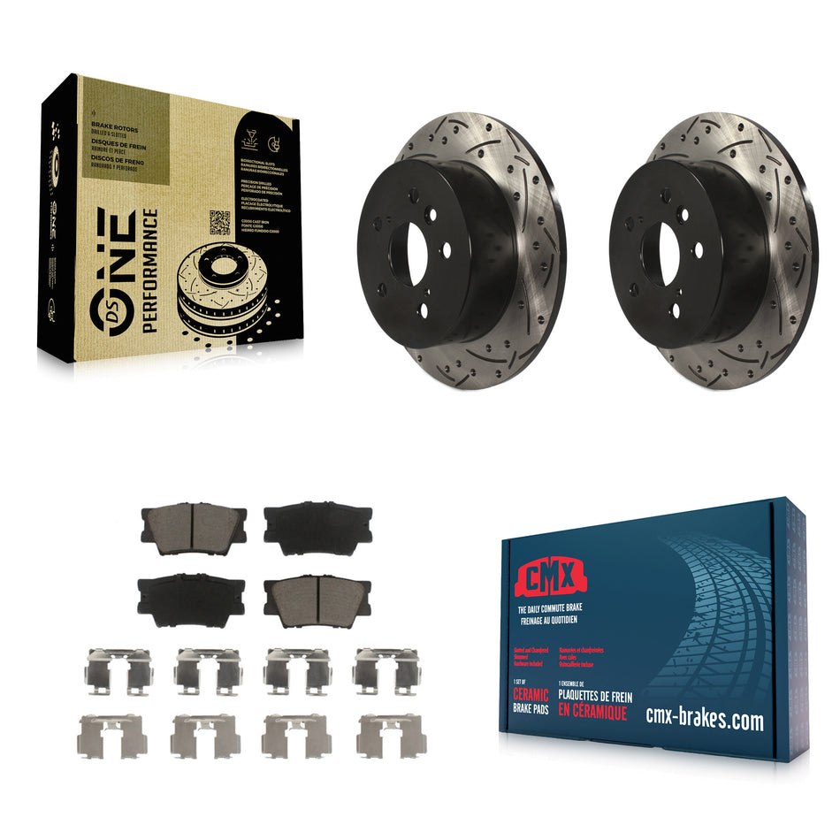 Rear Coated Drilled Slotted Disc Brake Rotors And Ceramic Pads Kit For Toyota Camry Lexus ES350 Avalon KDC-100840