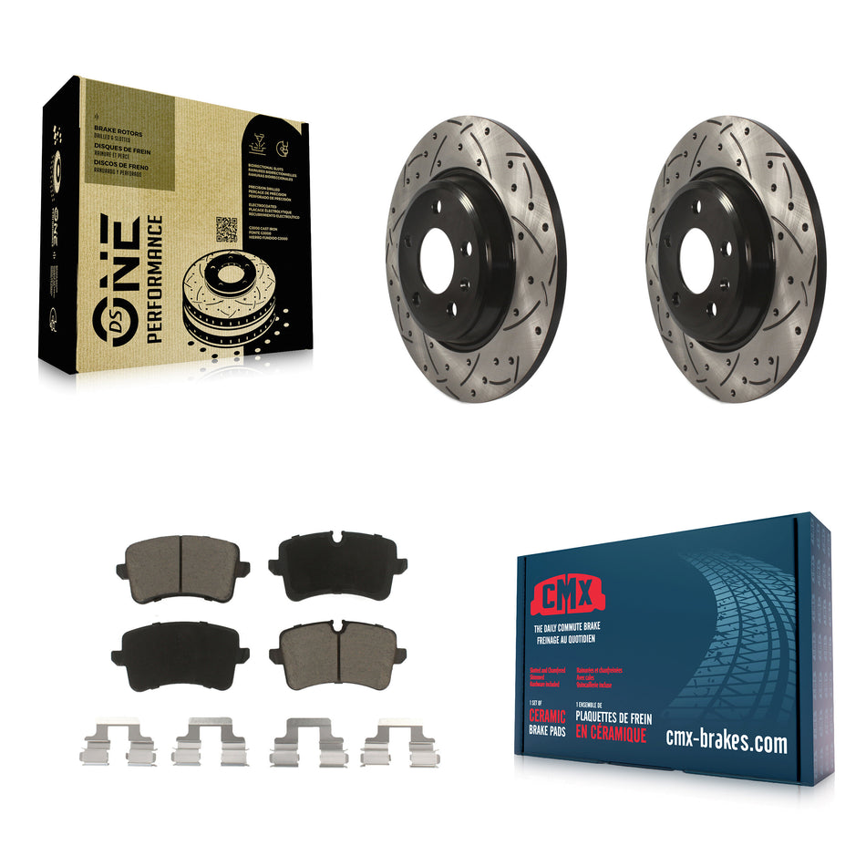 Rear Coated Drilled Slotted Disc Brake Rotors And Ceramic Pads Kit For Audi A7 Quattro A6 KDC-100846