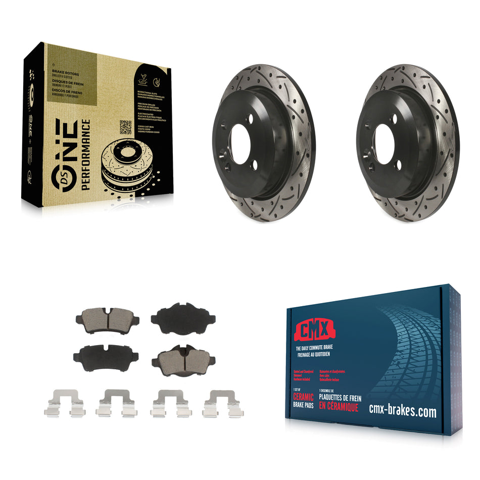 Rear Coated Drilled Slotted Disc Brake Rotors And Ceramic Pads Kit For Mini Cooper KDC-100850