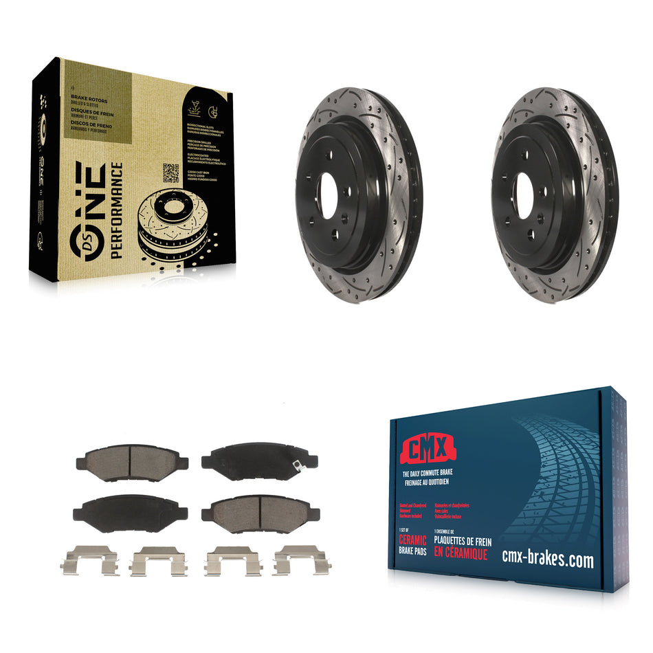 Rear Coated Drilled Slotted Disc Brake Rotors And Ceramic Pads Kit For Chevrolet Camaro Cadillac CTS KDC-100851