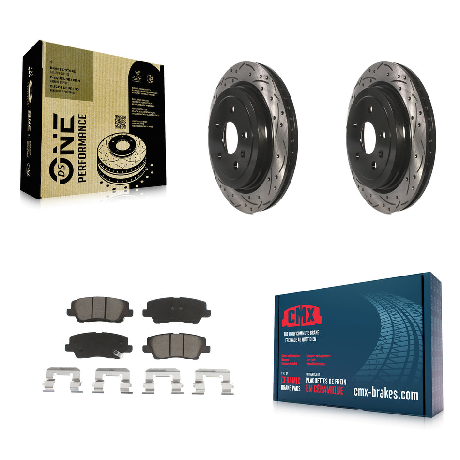 Rear Coated Drilled Slotted Disc Brake Rotors And Ceramic Pads Kit For Cadillac CTS KDC-100854