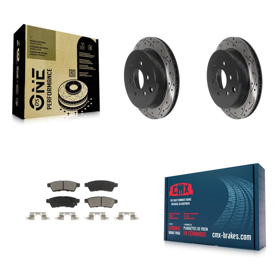 Rear Coated Drilled Slotted Disc Brake Rotors And Ceramic Pads Kit For Nissan Frontier Xterra Suzuki Equator KDC-100855