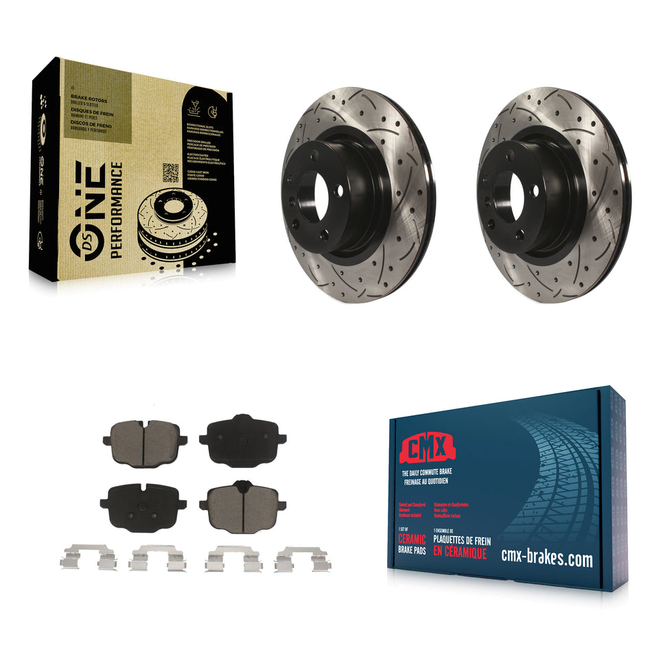 Rear Coated Drilled Slotted Disc Brake Rotors And Ceramic Pads Kit For 2012 BMW X3 From 10 11 KDC-100856