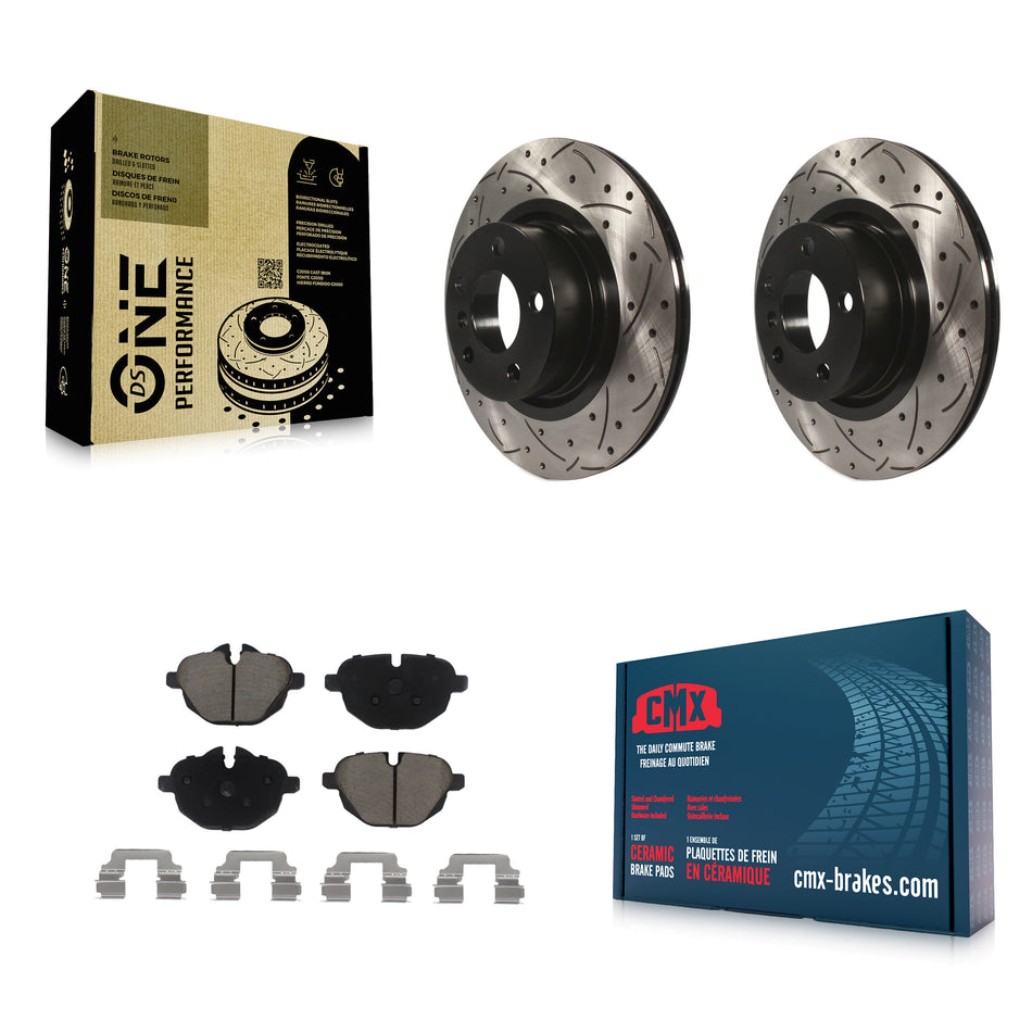 Rear Coated Drilled Slotted Disc Brake Rotors And Ceramic Pads Kit For BMW X3 X4 KDC-100857
