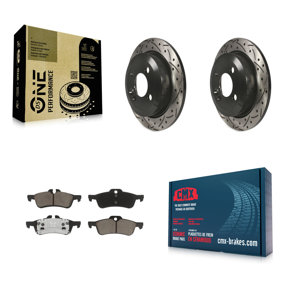 Rear Coated Drilled Slotted Disc Brake Rotors And Ceramic Pads Kit For Mini Cooper KDC-100863