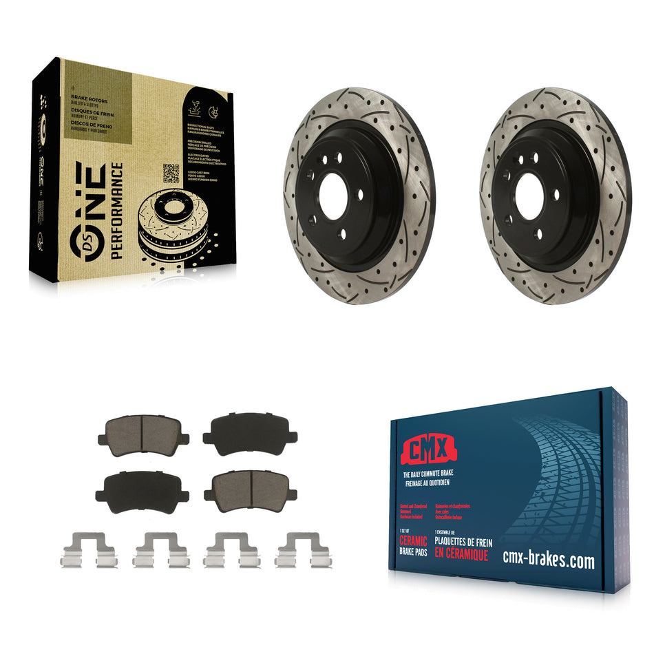 Rear Coated Drilled Slotted Disc Brake Rotors And Ceramic Pads Kit For Volvo S60 XC70 S80 V60 Cross Country V70 KDC-100865
