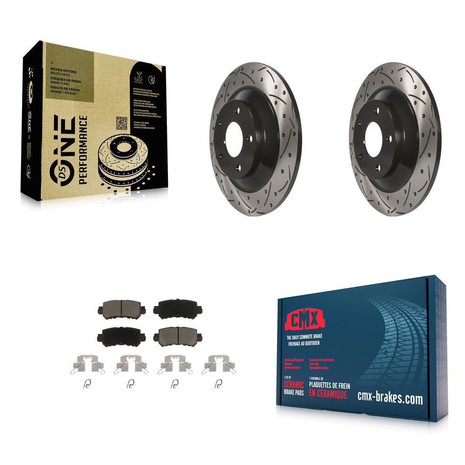 Rear Coated Drilled Slotted Disc Brake Rotors And Ceramic Pads Kit For Mazda CX-5 KDC-100869