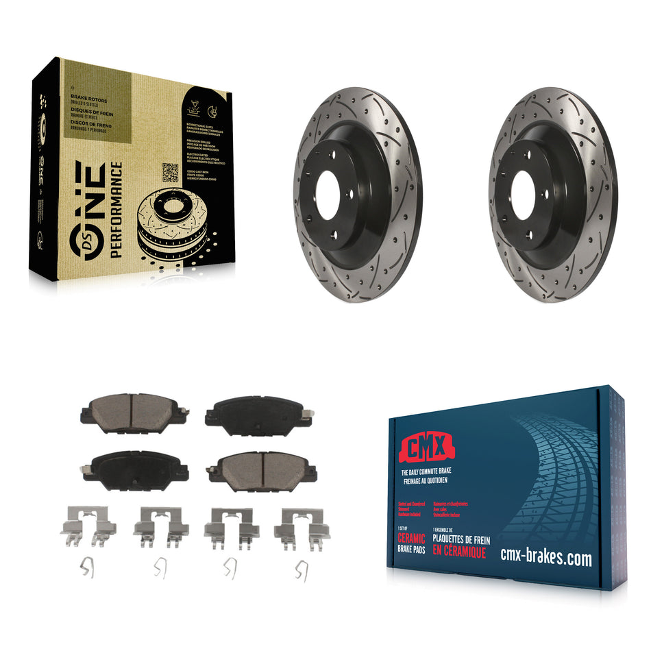 Rear Coated Drilled Slotted Disc Brake Rotors And Ceramic Pads Kit For Mazda CX-5 KDC-100870