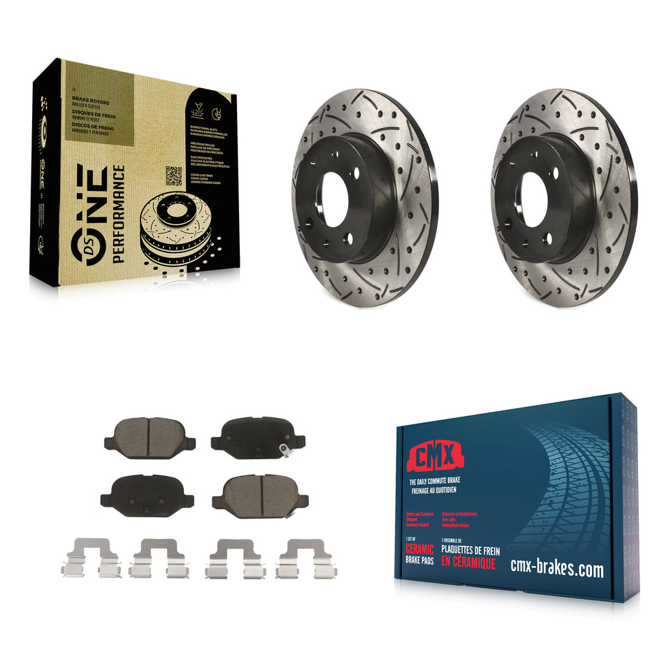 Rear Coated Drilled Slotted Disc Brake Rotors And Ceramic Pads Kit For Fiat 500 KDC-100872