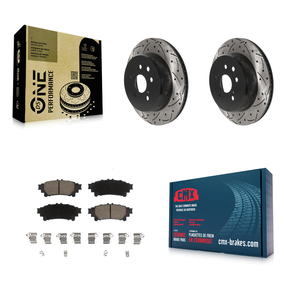 Rear Coated Drilled Slotted Disc Brake Rotors And Ceramic Pads Kit For Lexus GS350 IS300 IS200t IS350 RC350 RC300 RC200t GS300 GS200t GS450h KDC-100873