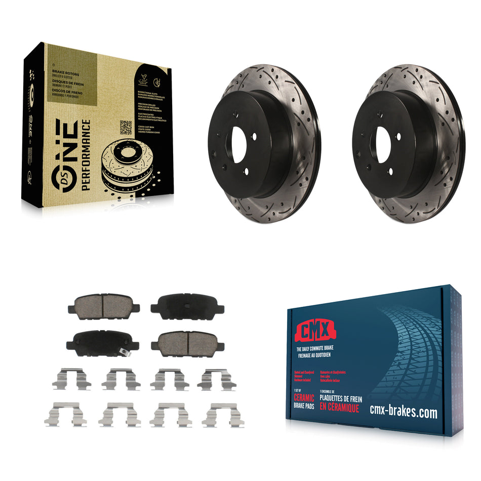 Rear Coated Drilled Slotted Disc Brake Rotors And Ceramic Pads Kit For Nissan Murano INFINITI Pathfinder QX60 Q50 Quest FX35 JX35 Q60 M37 QX70 Q70 Q70L FX45 FX37 M56 M35h KDC-100878