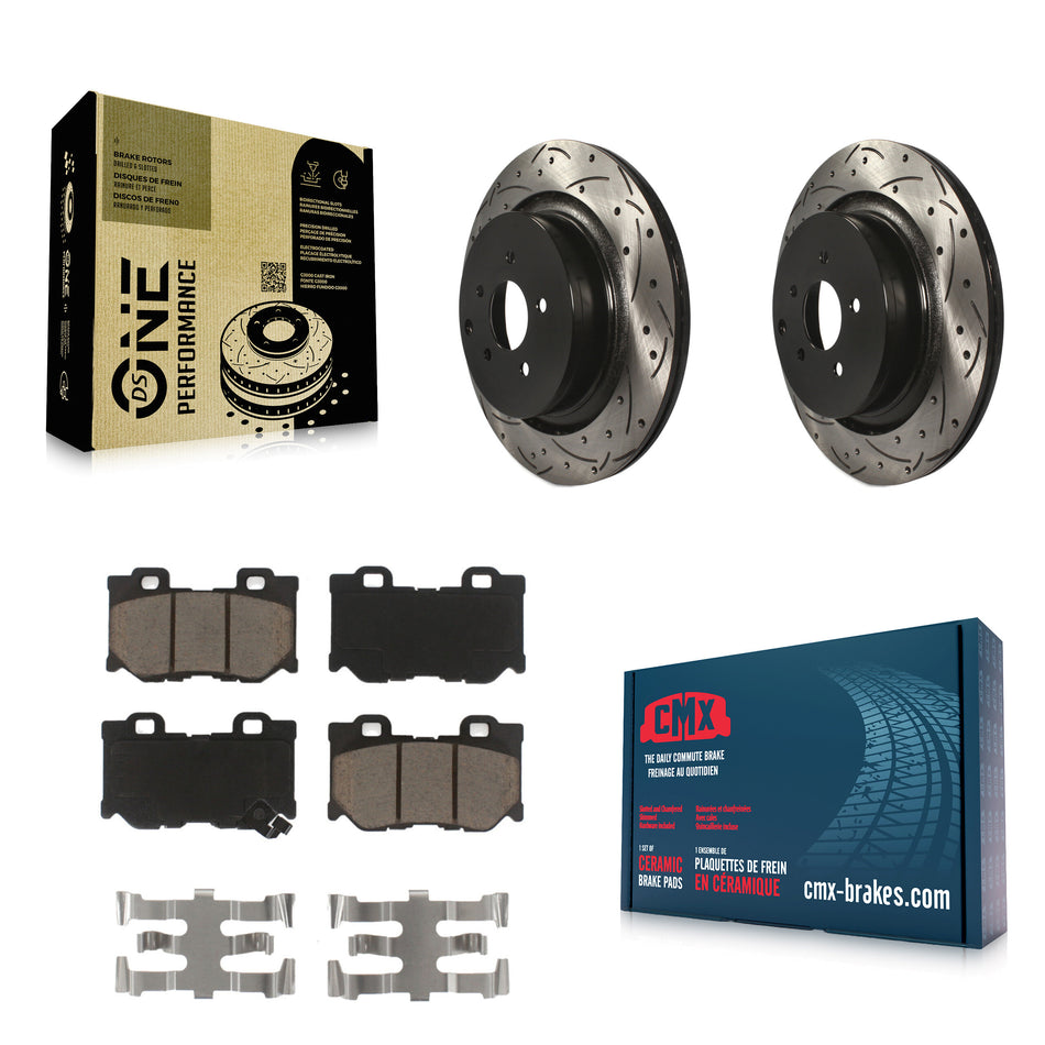 Rear Coated Drilled Slotted Disc Brake Rotors And Ceramic Pads Kit For INFINITI Q50 M37 Q60 Q70 Q70L QX70 M56 FX50 KDC-100879