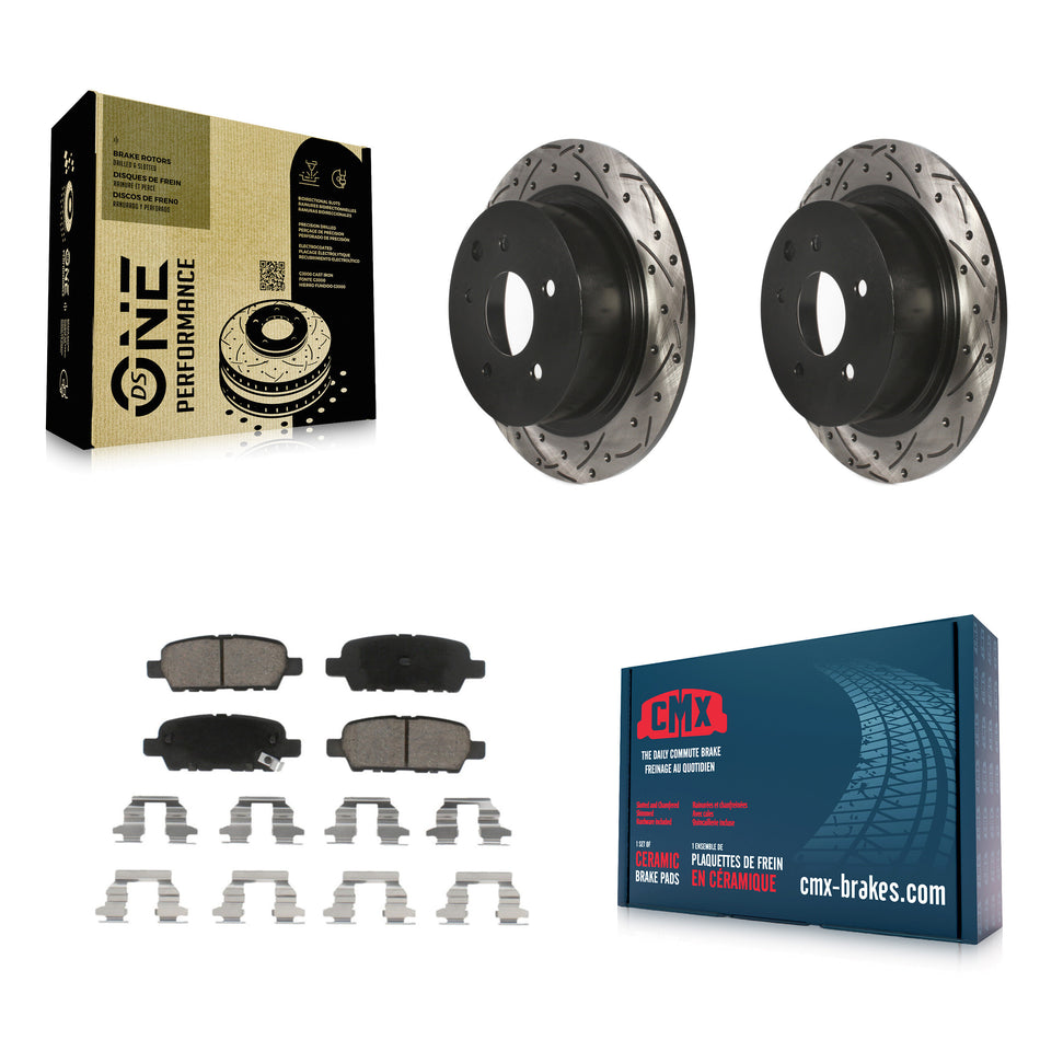 Rear Coated Drilled Slotted Disc Brake Rotors And Ceramic Pads Kit For Nissan Altima Sentra Maxima Juke KDC-100880