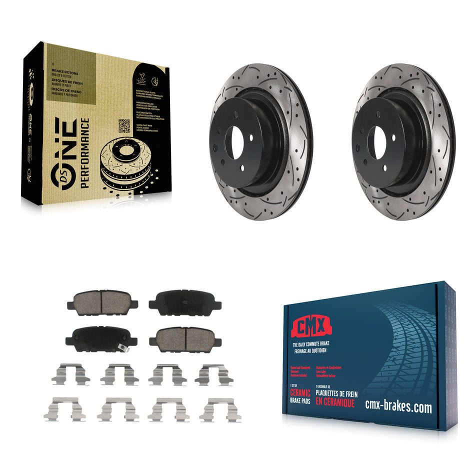 Rear Coated Drilled Slotted Disc Brake Rotors And Ceramic Pads Kit For INFINITI G37 G35 Q60 KDC-100881
