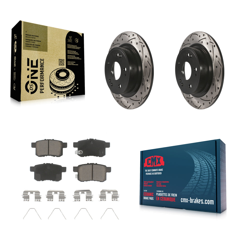 Rear Coated Drilled Slotted Disc Brake Rotors And Ceramic Pads Kit For Honda Accord Acura TSX KDC-100885
