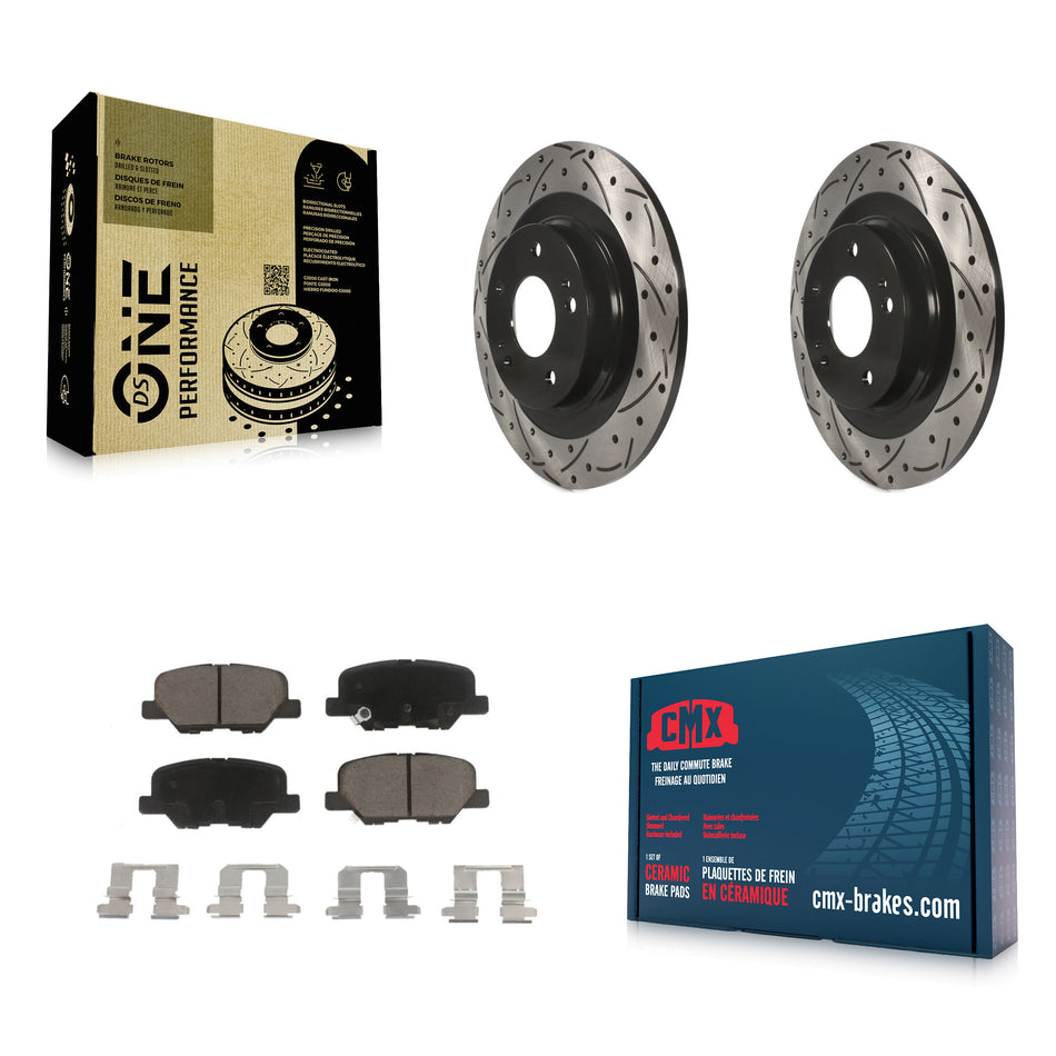 Rear Coated Drilled Slotted Disc Brake Rotors And Ceramic Pads Kit For Mitsubishi Outlander Sport PHEV RVR KDC-100886