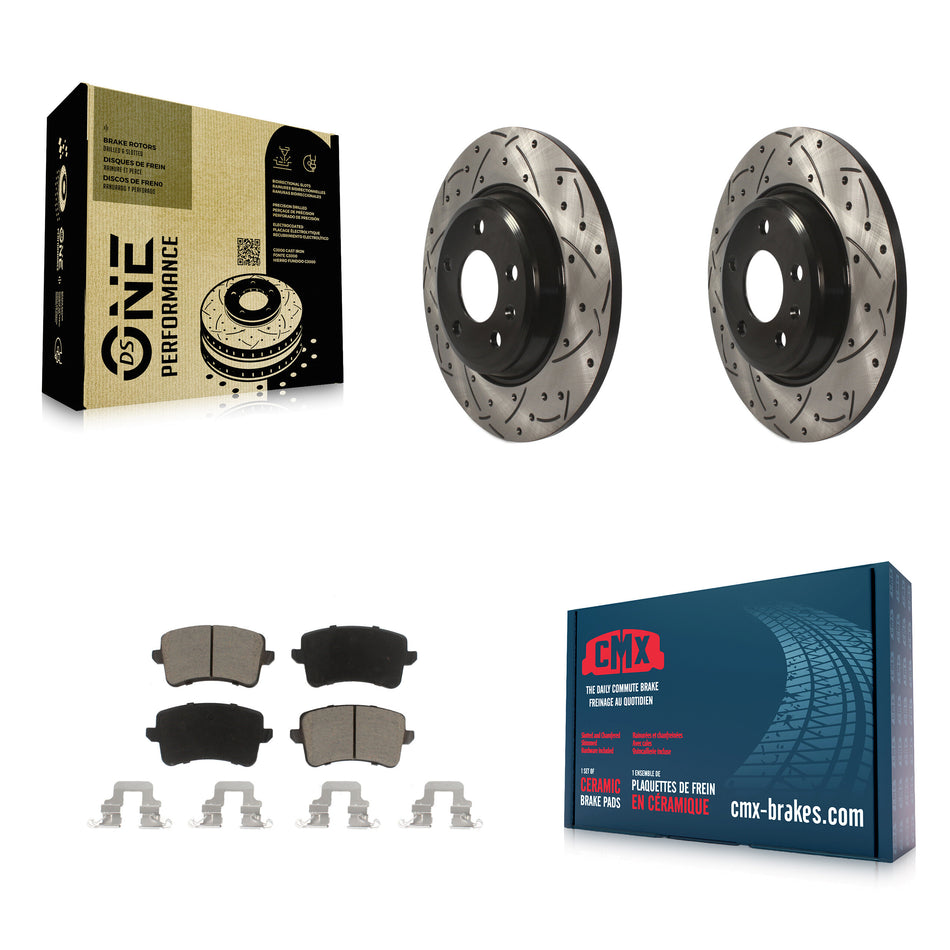 Rear Coated Drilled Slotted Disc Brake Rotors And Ceramic Pads Kit For Audi Q5 A4 Quattro A5 allroad S5 KDC-100892